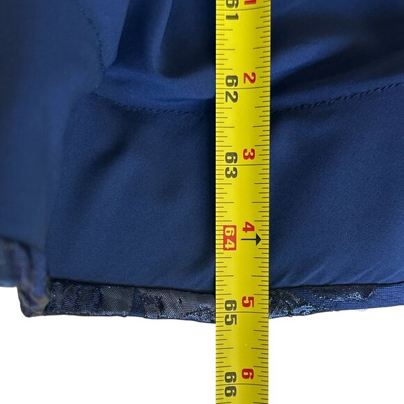 Teri Jon Rickie Freeman Blue Black Floral Jacquard High Low Gown Size 2 Dress - Picture 9 of 12